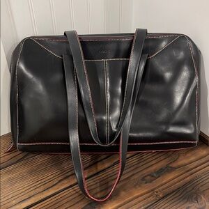 Lodis Black Leather Computer Briefcase Bag
